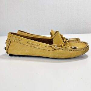 Mercanti Fiorentini Yellow Gold Leather Moccasin Driving Loafers Size 9